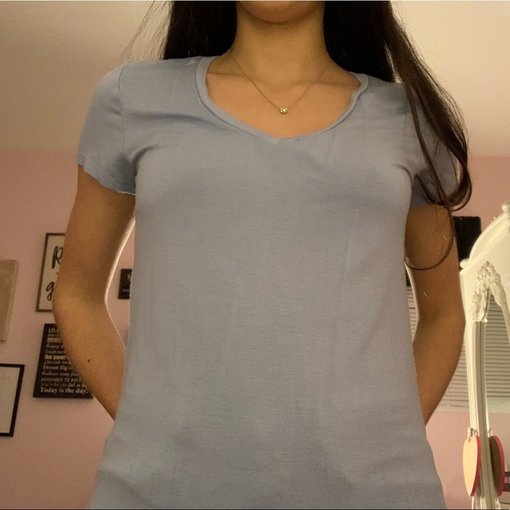 Light blue v neck top